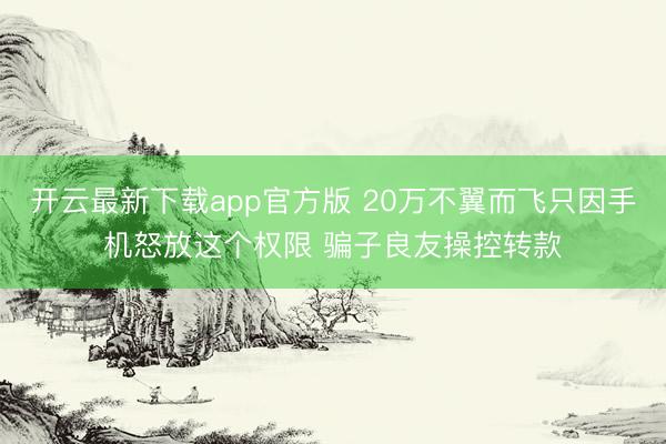 开云最新下载app官方版 20万不翼而飞只因手机怒放这个权限 骗子良友操控转款