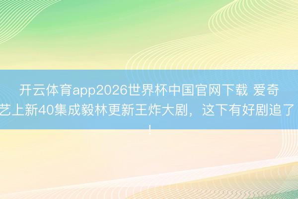 开云体育app2026世界杯中国官网下载 爱奇艺上新40集成